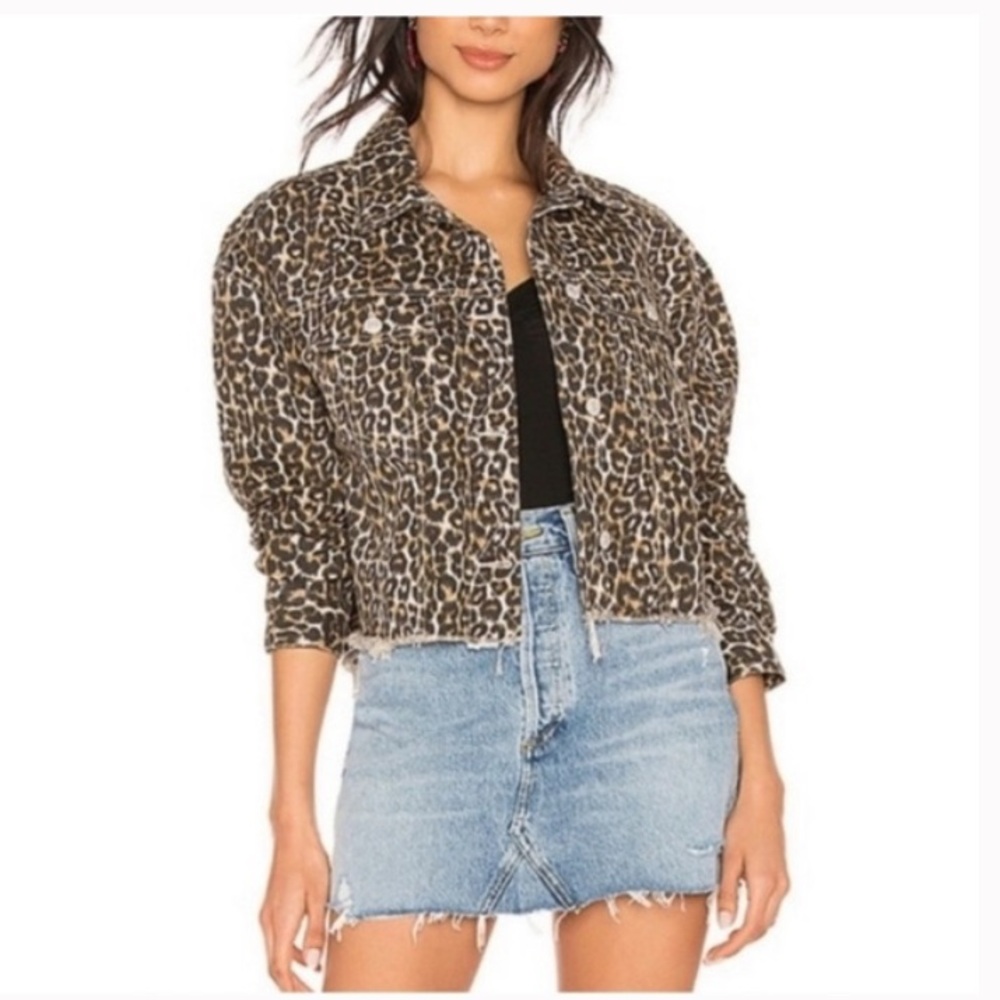 Leopard Print Women's Cropped Jacket - Brown